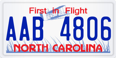 NC license plate AAB4806