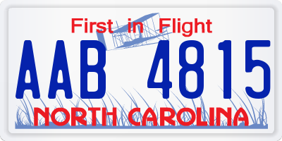 NC license plate AAB4815