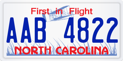 NC license plate AAB4822