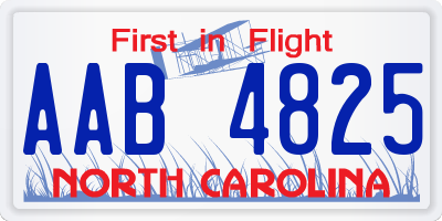 NC license plate AAB4825