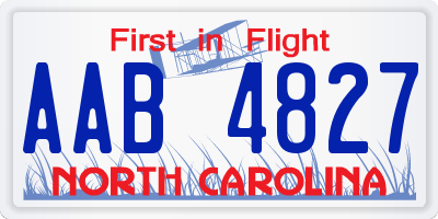 NC license plate AAB4827