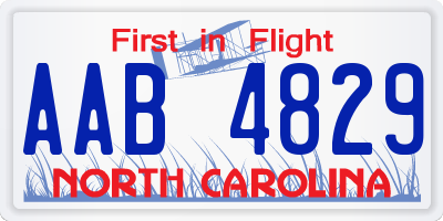 NC license plate AAB4829