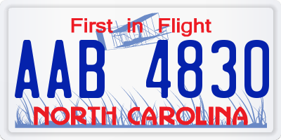 NC license plate AAB4830