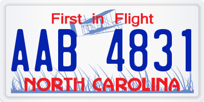 NC license plate AAB4831