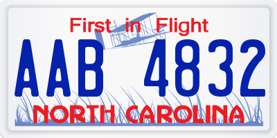 NC license plate AAB4832