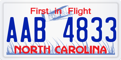 NC license plate AAB4833