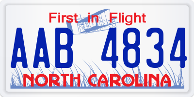 NC license plate AAB4834