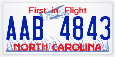 NC license plate AAB4843