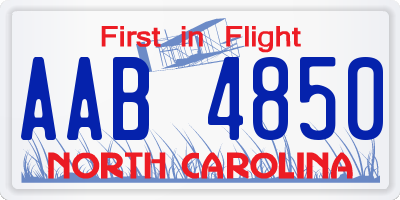 NC license plate AAB4850