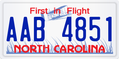 NC license plate AAB4851