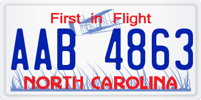 NC license plate AAB4863