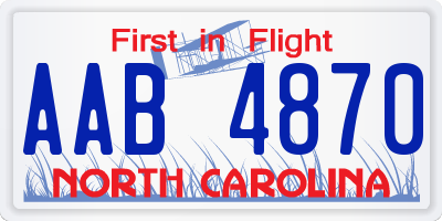 NC license plate AAB4870