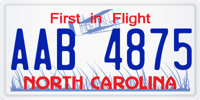 NC license plate AAB4875