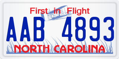 NC license plate AAB4893