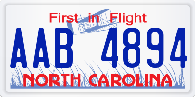 NC license plate AAB4894