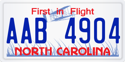 NC license plate AAB4904
