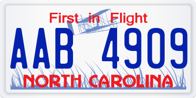 NC license plate AAB4909