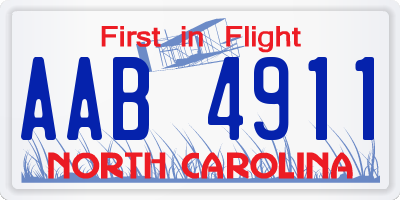 NC license plate AAB4911