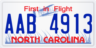 NC license plate AAB4913