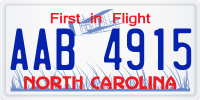 NC license plate AAB4915