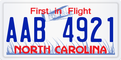 NC license plate AAB4921