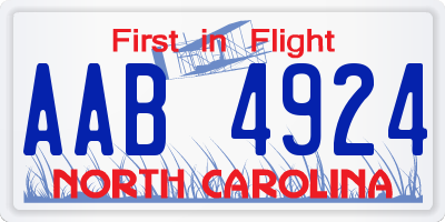 NC license plate AAB4924