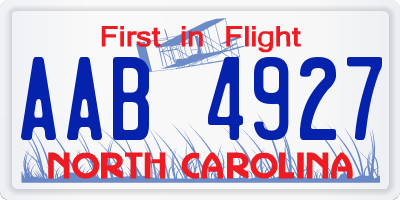 NC license plate AAB4927