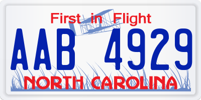 NC license plate AAB4929