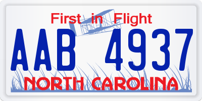 NC license plate AAB4937