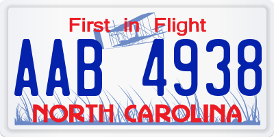 NC license plate AAB4938