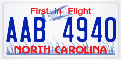 NC license plate AAB4940