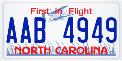 NC license plate AAB4949