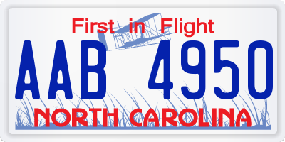 NC license plate AAB4950