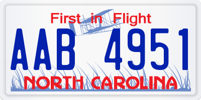 NC license plate AAB4951