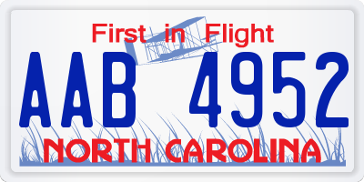 NC license plate AAB4952