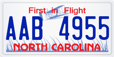 NC license plate AAB4955