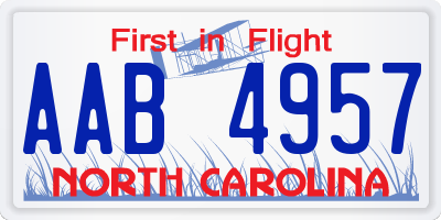 NC license plate AAB4957