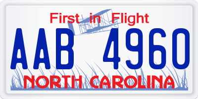 NC license plate AAB4960