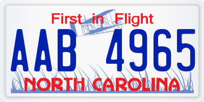 NC license plate AAB4965