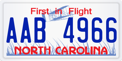 NC license plate AAB4966