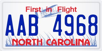 NC license plate AAB4968