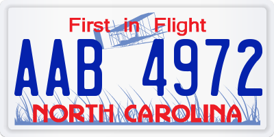 NC license plate AAB4972