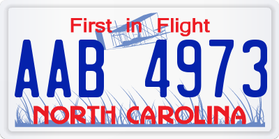 NC license plate AAB4973