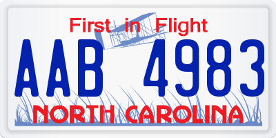 NC license plate AAB4983