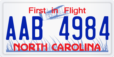 NC license plate AAB4984