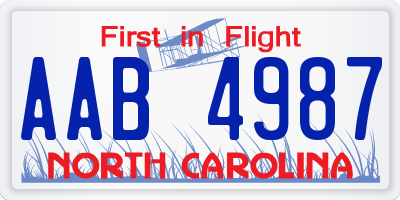 NC license plate AAB4987