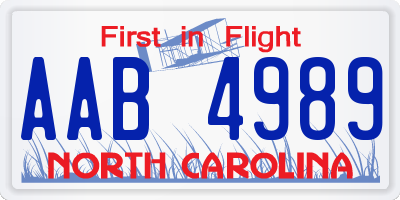 NC license plate AAB4989