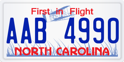 NC license plate AAB4990