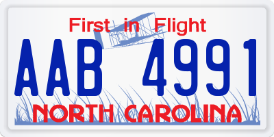 NC license plate AAB4991