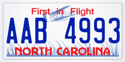 NC license plate AAB4993